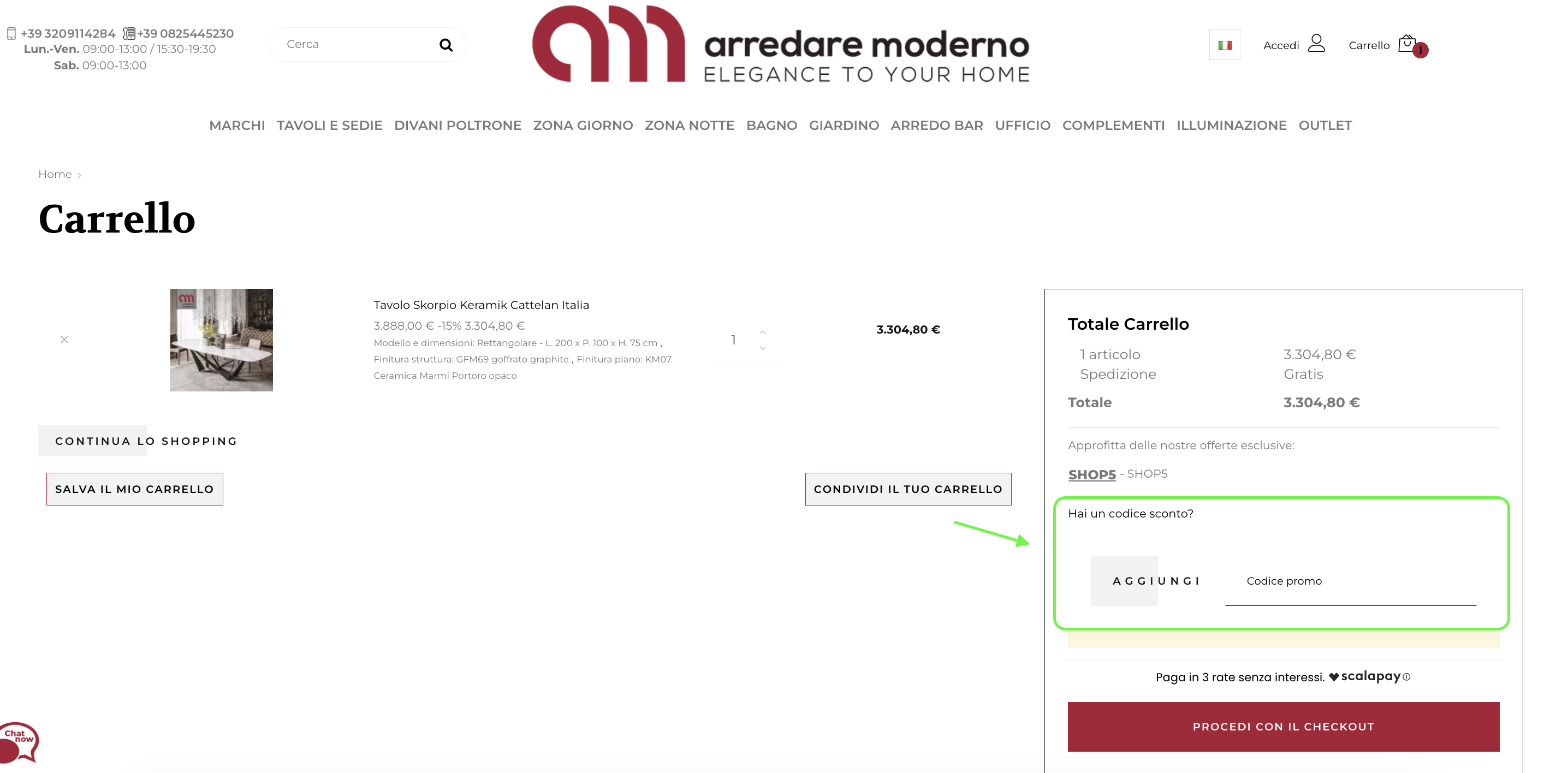 Arredare Moderno Codici sconto