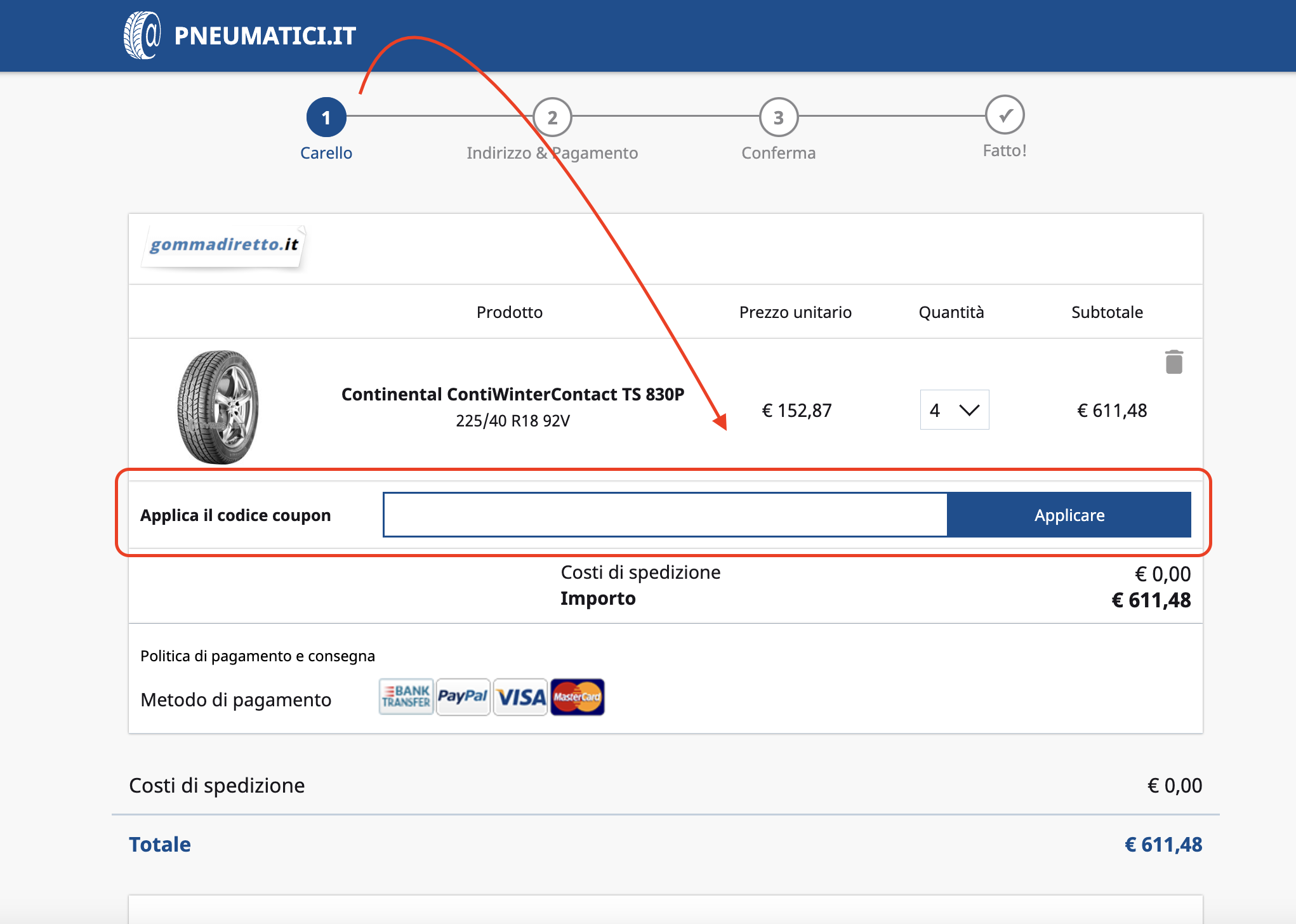 Pneumatici.it Codici sconto