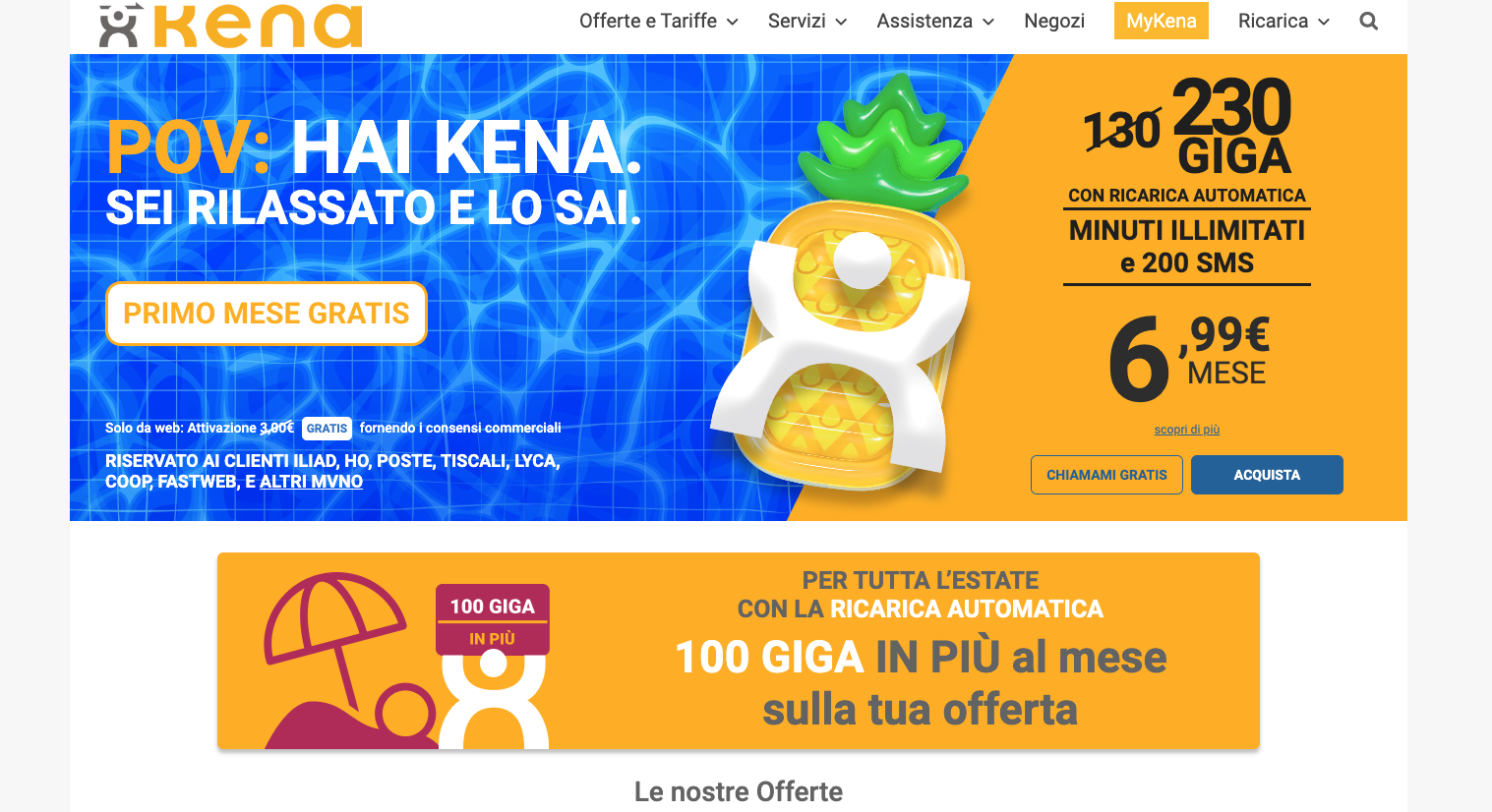 Kena Mobile Codici sconto